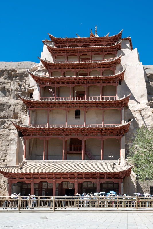 Nine-storey facade of Cave 96 at the Mogao Caves near Dunhuang