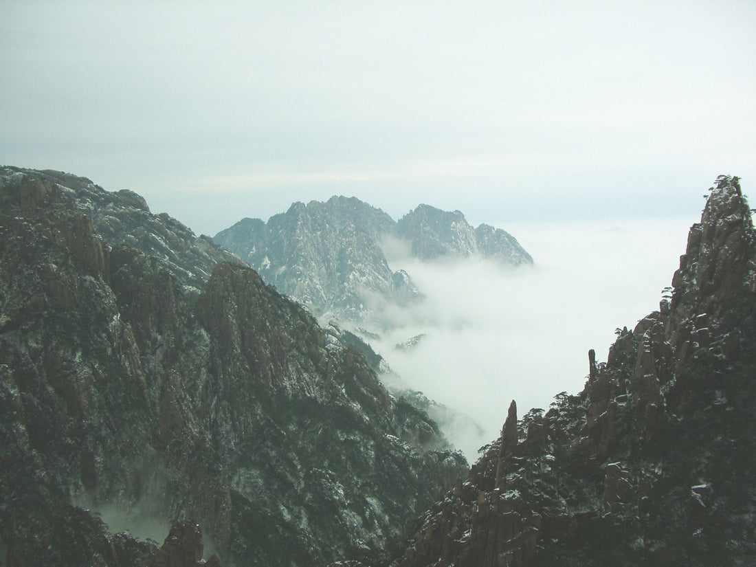 Cloud sea surrounding granite peaks at Huangshan Scenic Area