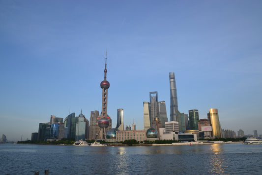 Shanghai Pudong skyline with the Oriental Pearl Tower across the Huangpu River