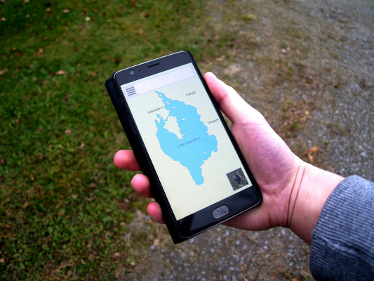 Smartphone displaying a generic navigation map